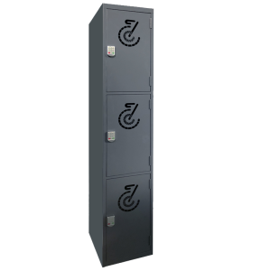 Bike Locker Bank-01 Black bike locker bank for folding bicycle