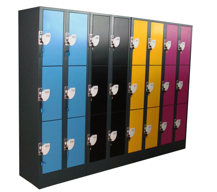 SFS metal coin locker in colourful and 6 doors