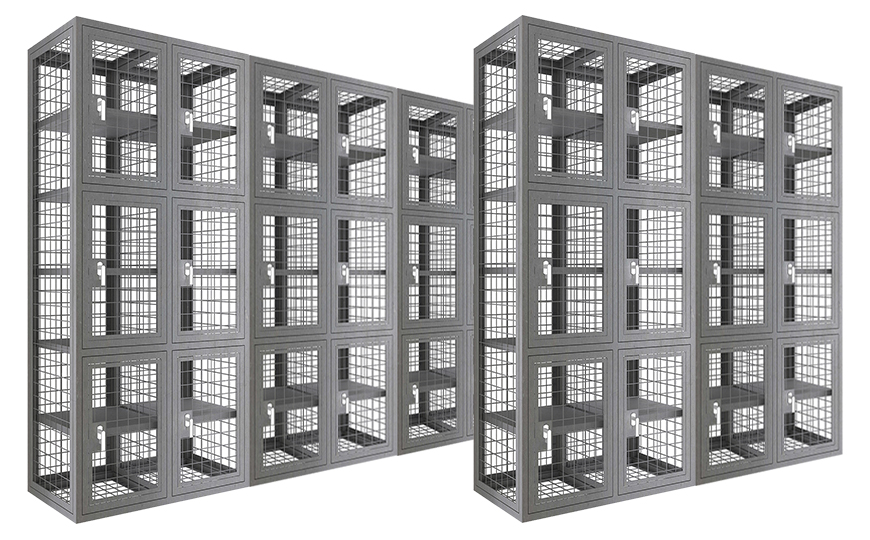 METAL MESH SECURITY CAGE LOCKERS