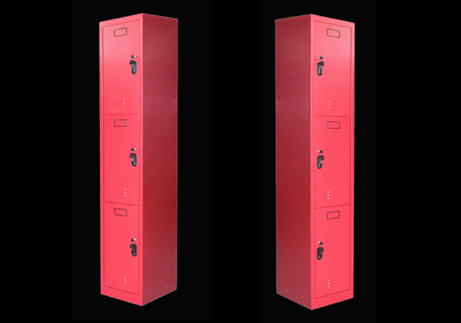 SFS Metal Wardrobe Locker for Storage Clothes with Three Doors in Red-SFS-SL-009