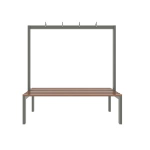 SFS Metal Locker Bench For Storage Clothes with Hooks in Grey SFS-LB-001