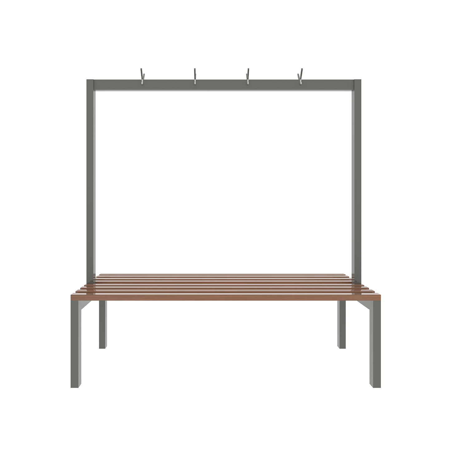 SFS Metal Locker Bench For Storage Clothes with Hooks in Grey SFS-LB-001