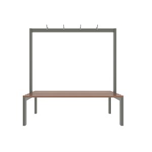 SFS Metal Locker Benches For Storage Clothes with Hooks in Grey SFS-LB-002