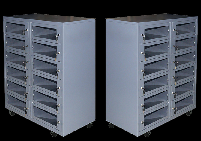 Metal laptop storage locker with acrylic doors