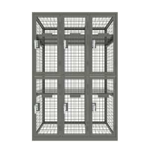 SFS-MSL-015-mesh wardrobe storage locker-007 Mesh wardrobe locker in 6 doors with hanger rail and shelf