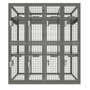 SFS-MSL-019-mesh wardrobe storage locker-002 Metal wire mesh custom made storage locker in double tier wardrobe lockers.