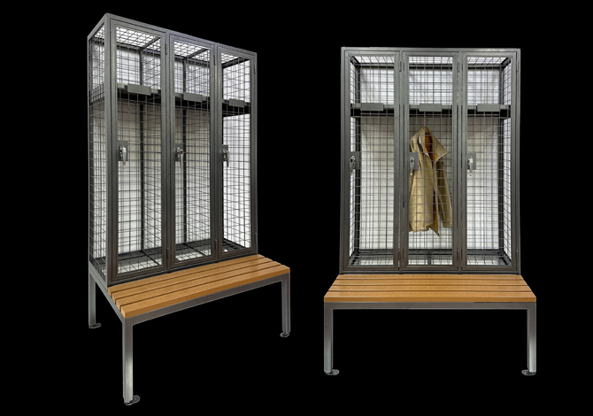SFS Mesh Changing Room Lockers Full Length Storage Locker With Bench Seat SFS-MSL-021