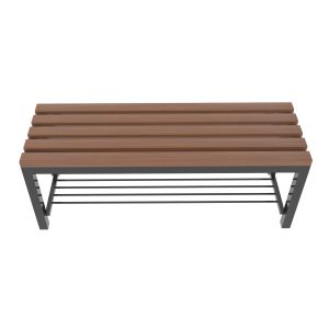 SFS Metal Locker Benches With Plastic Wooden Seating Top And Shoe Shelf in Grey SFS-LB-003