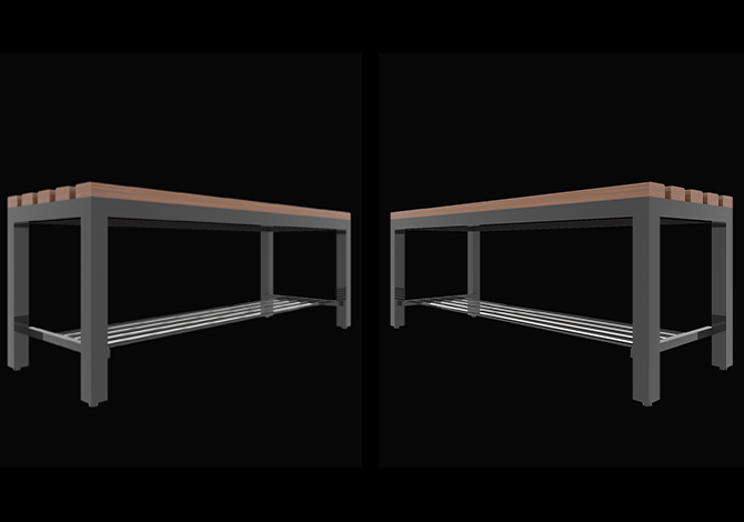 SFS Metal Locker Benches With Plastic Wooden Seating Top And Shoe Shelf in Grey SFS-LB-003