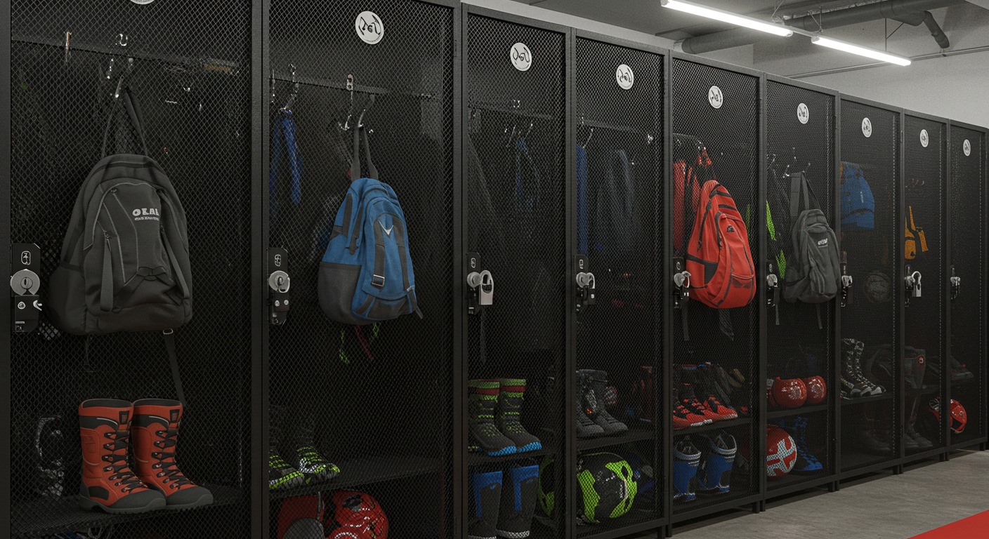 mesh lockers for carrying bags and boots