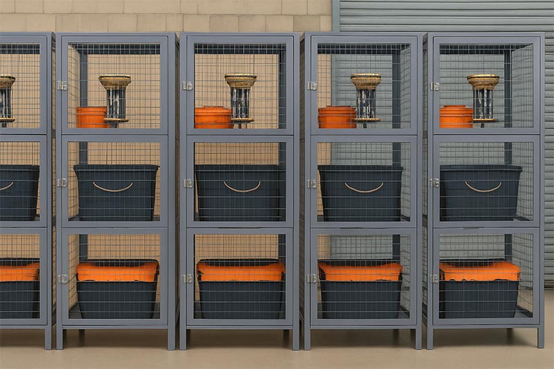 Steel wire mesh lockers with 3 doors
