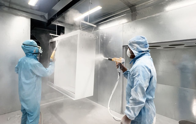 Powder coating for steel furniture