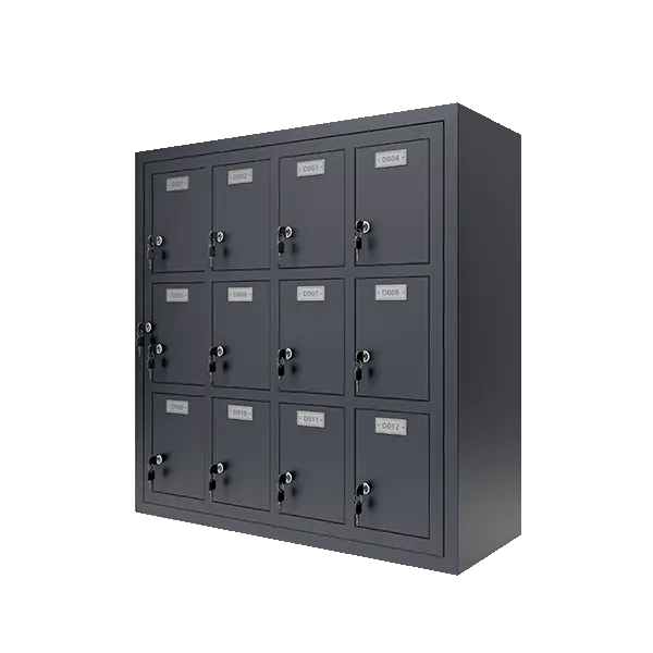 12 doors black phone lockers in schools
