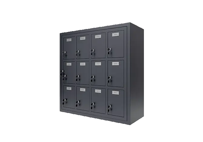 12 doors cell phone lockers in black gray