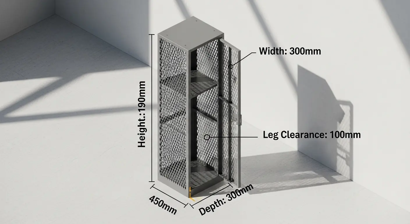 mesh locker sizes and dimensions
