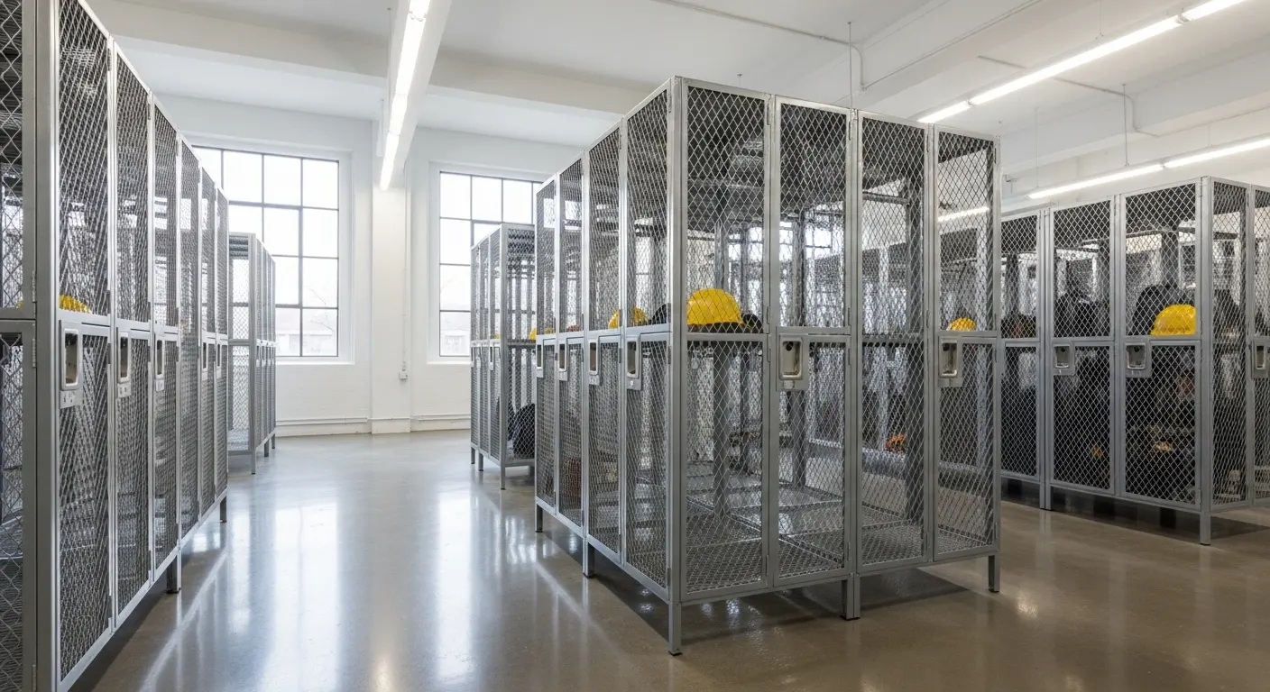 double tier wire mesh lockers