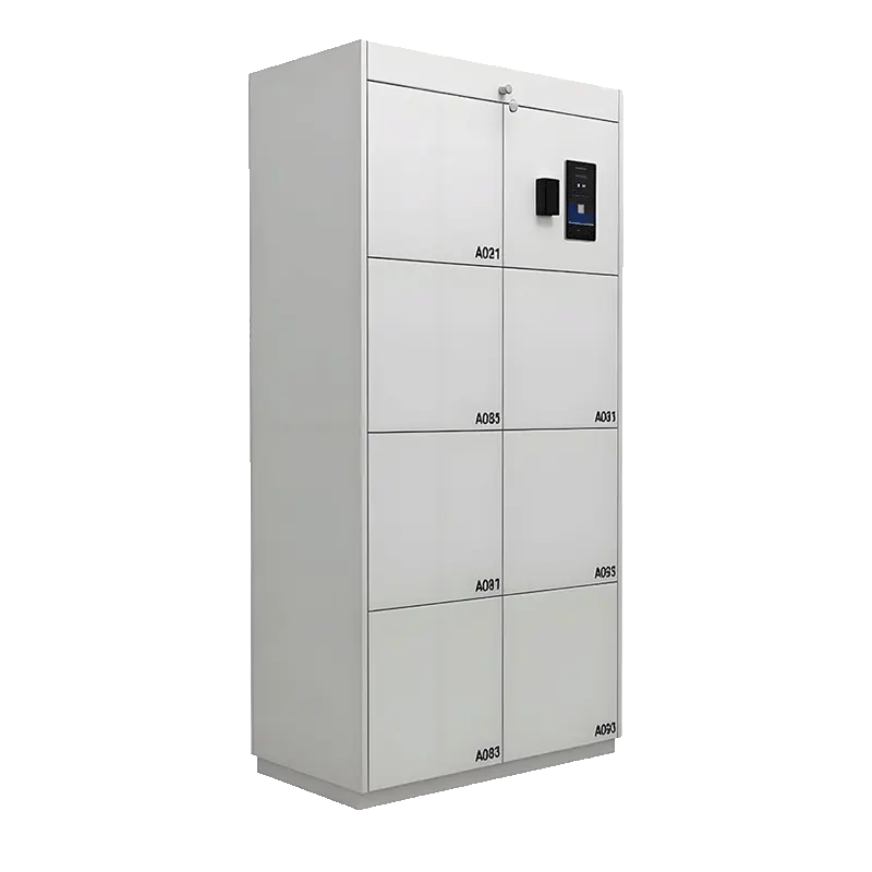 Facial Recognition Office Locker in white with 8 doors