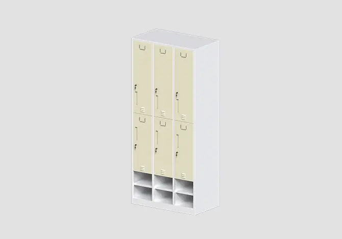yellow lockers with 6 secure doors