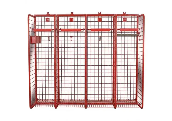 linear open mesh locker for fire station