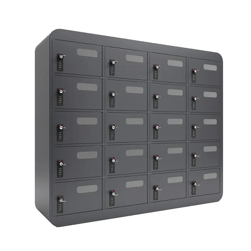 phone charging lockers in dark grey