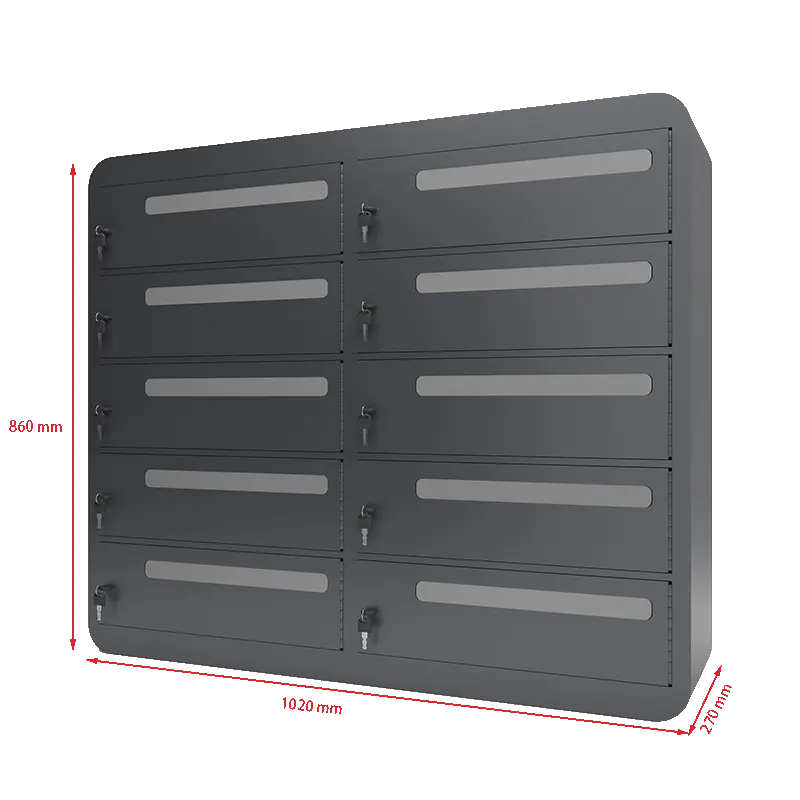 size of workplace laptop lockers with charging 10 doors