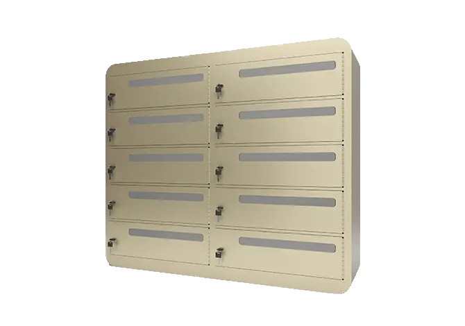 workplace laptop lockers with charging 10 doors in beige