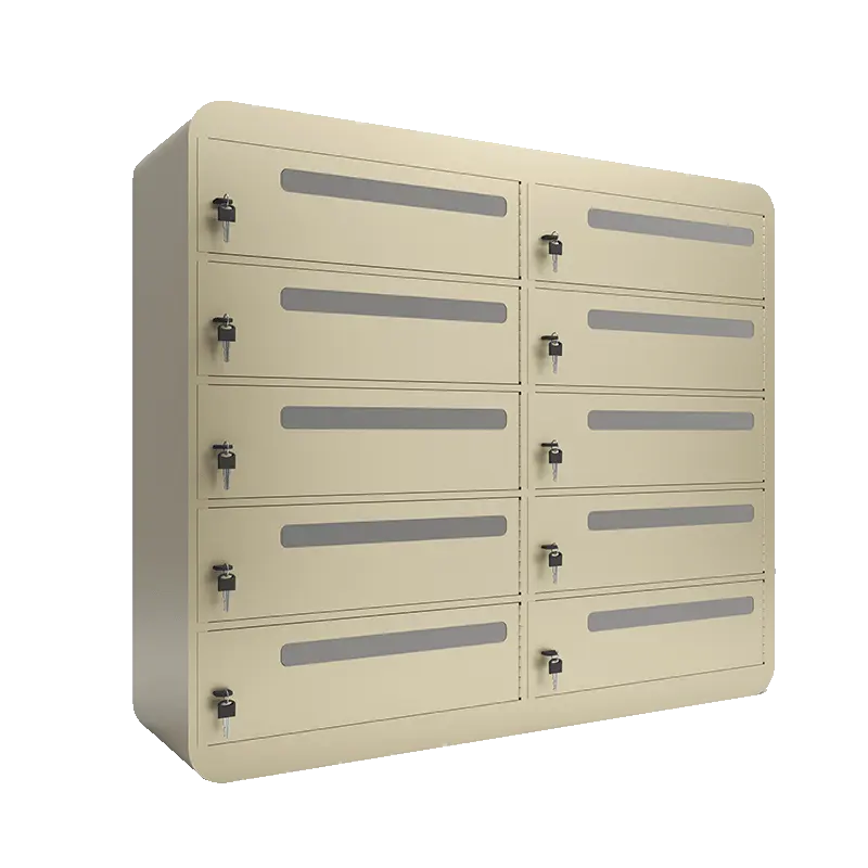workplace laptop lockers with charging in beige