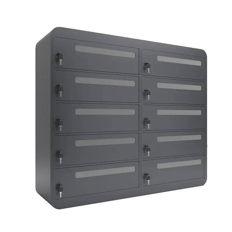 workplace laptop lockers with charging in dark